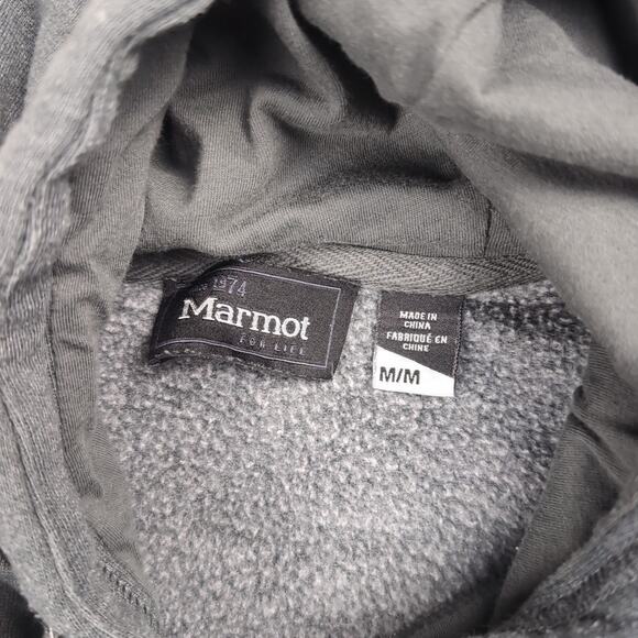 Marmot Hoodie Adult Medium Gray Fleece Pullover Sweatshirt Casual Outdoor Hiking - Picture 2 of 6